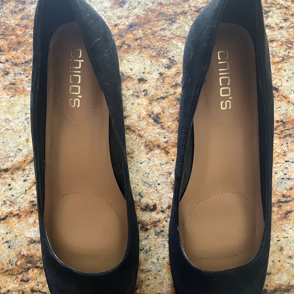 Chico's Black Flats Timeless Suede Design
